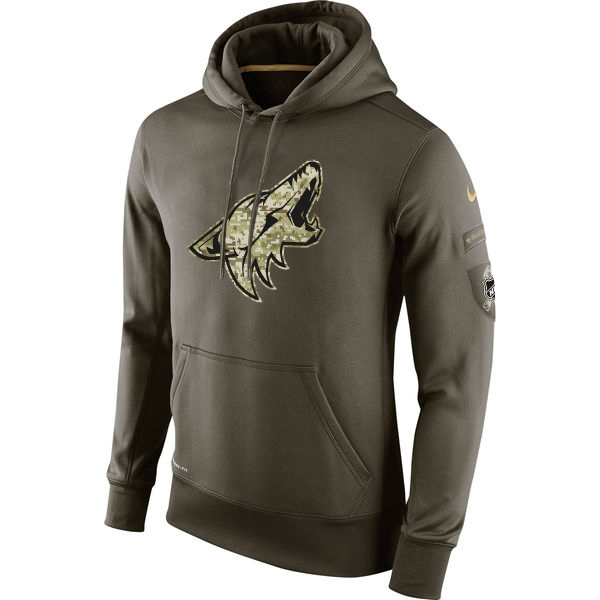 Men NHL Arizona Coyotes Nike Olive Salute To Service KO Performance Hoodie Green->colorado avalanche->NHL Jersey